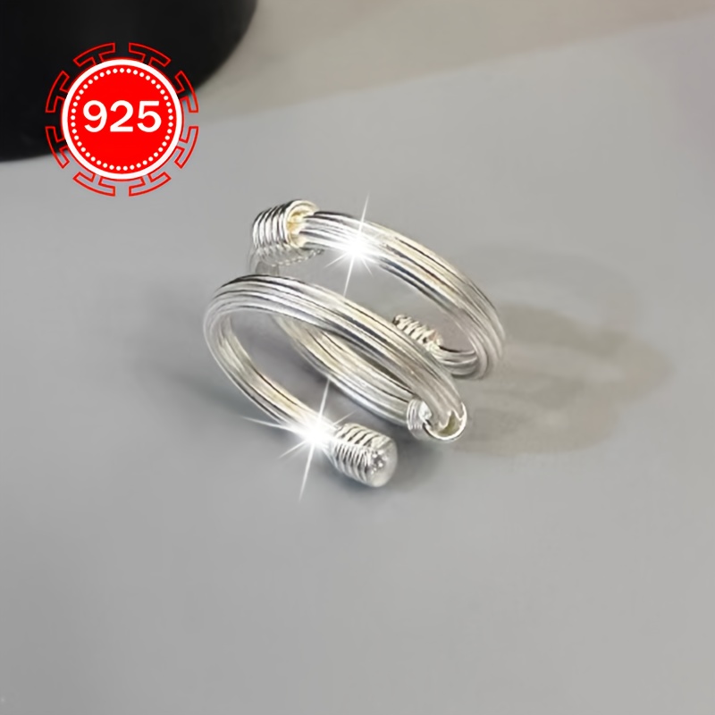 925 Silver Double Layer Line Twist Ring Set